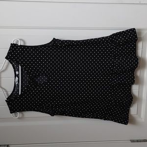 REITMANS black white polka dot sleeveless ruffled top blouse shirt ladies